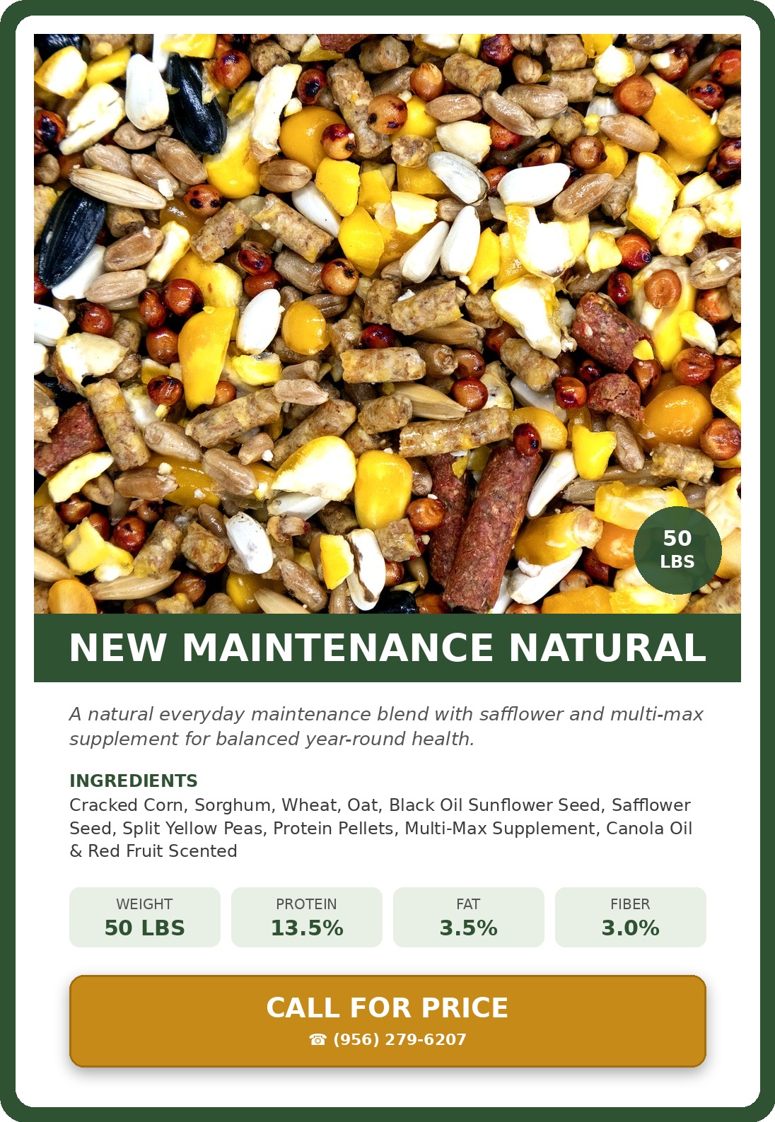 New Maintenance Natural — product photograph and supplied label