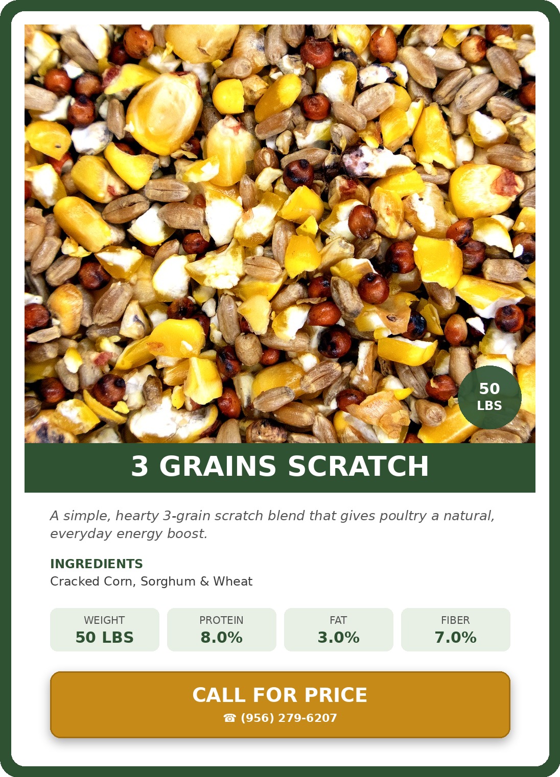 3 Grains Scratch — product photograph and supplied label