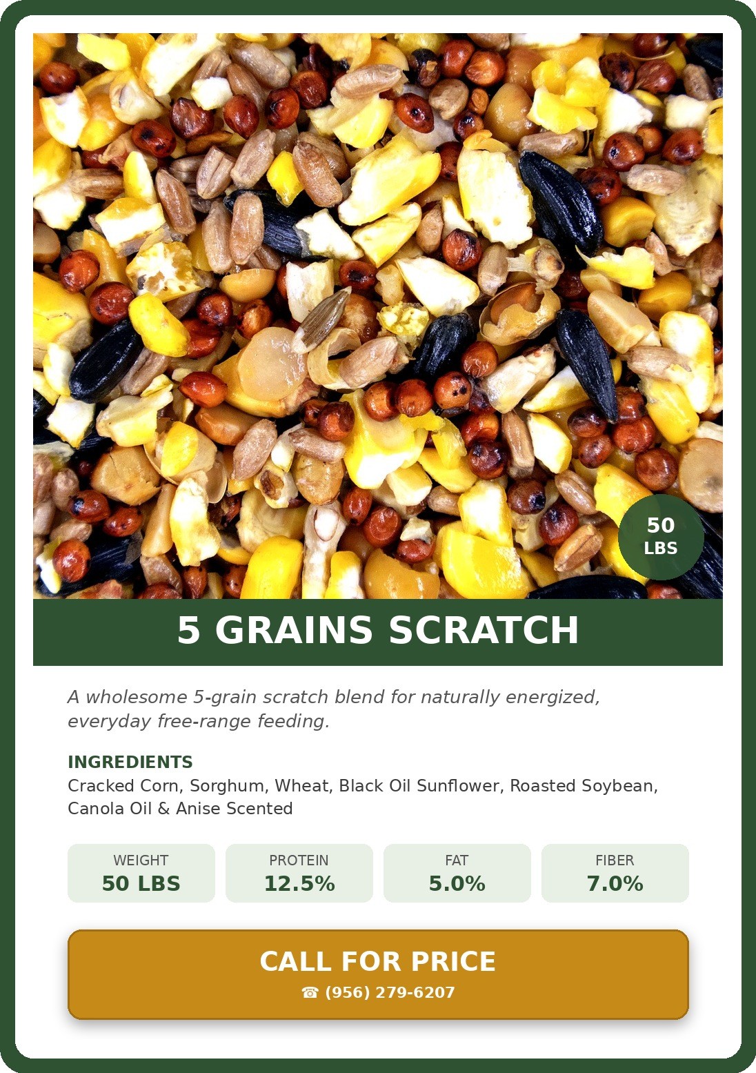 5 Grains Scratch — product photograph and supplied label