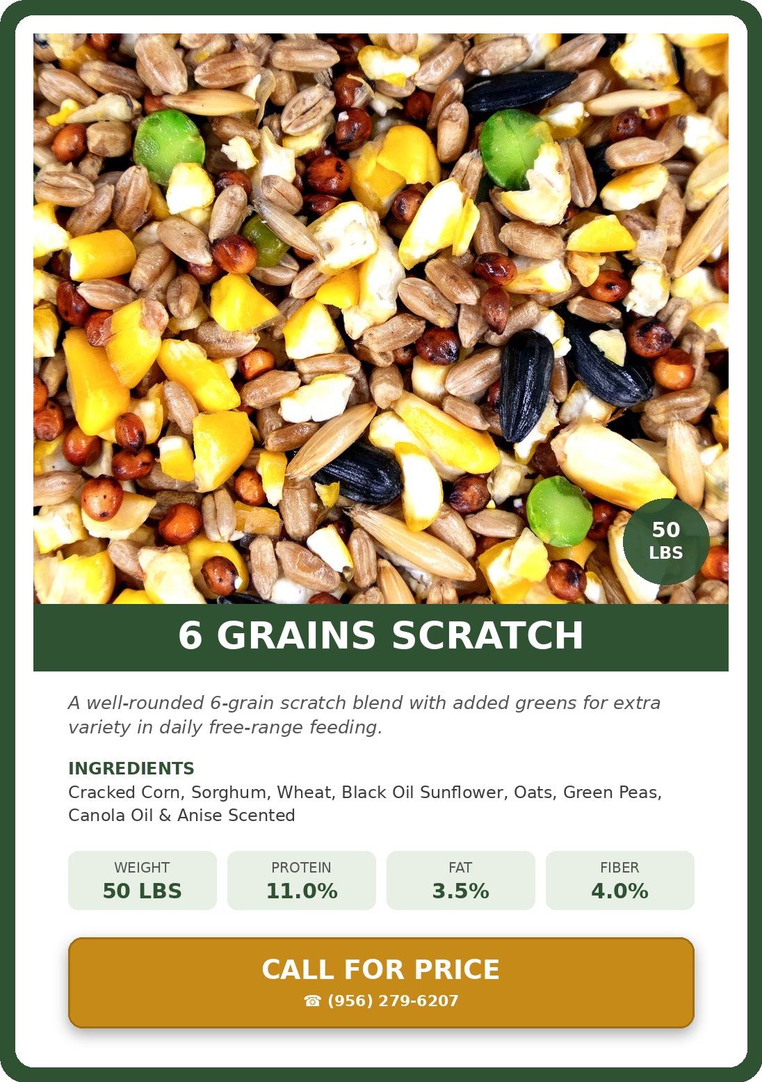 6 Grains Scratch — product photograph and supplied label