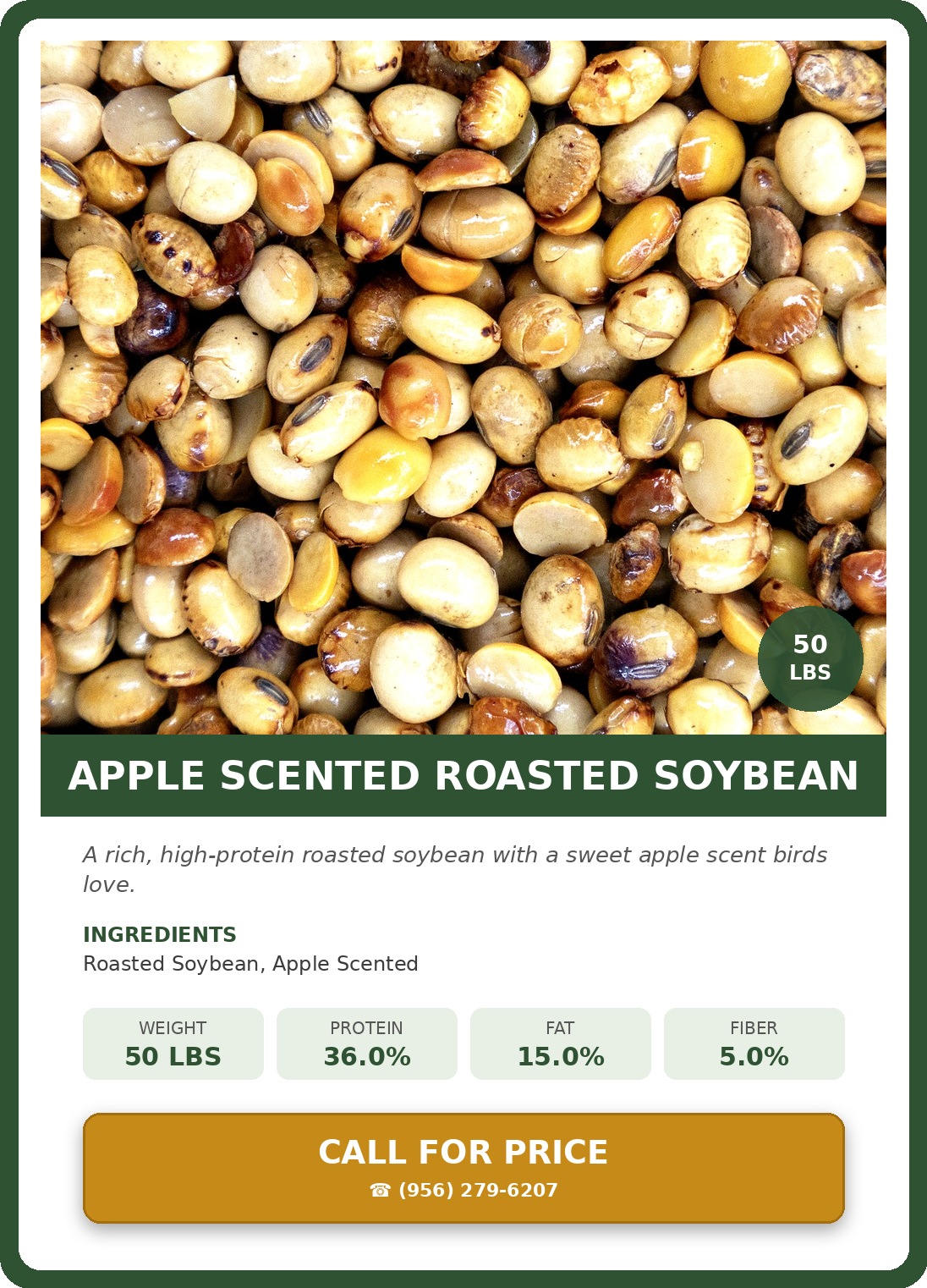 Apple Scented Roasted Soybean — product photograph and supplied label