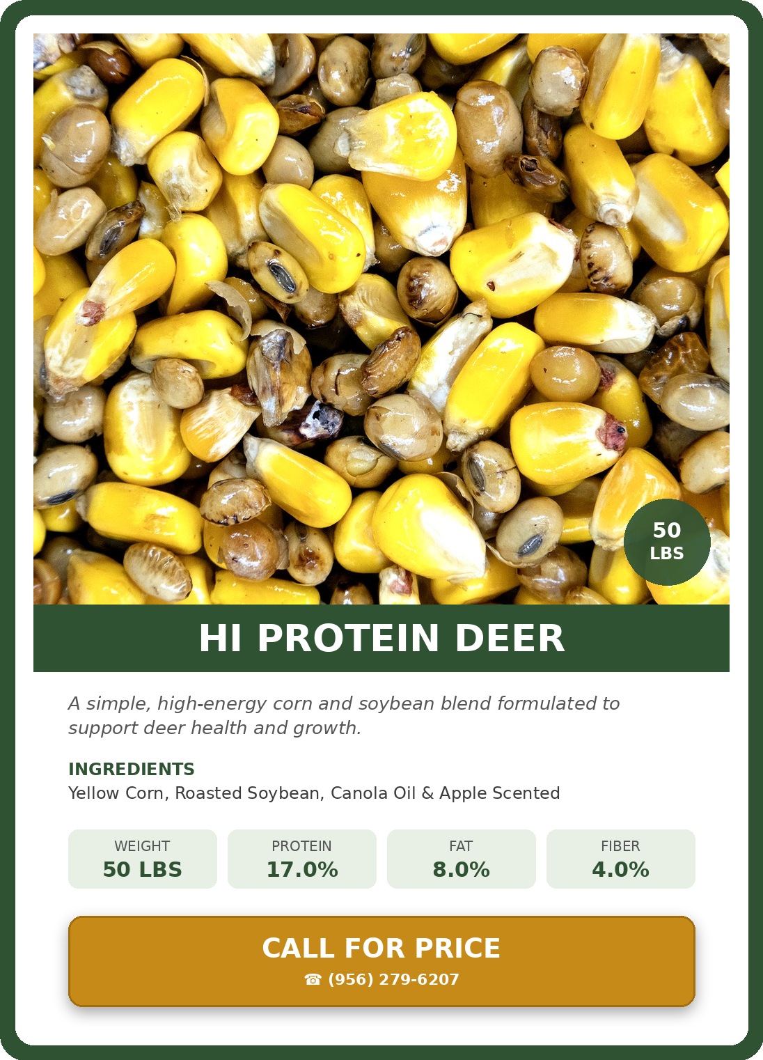 Hi Protein Deer — product photograph and supplied label