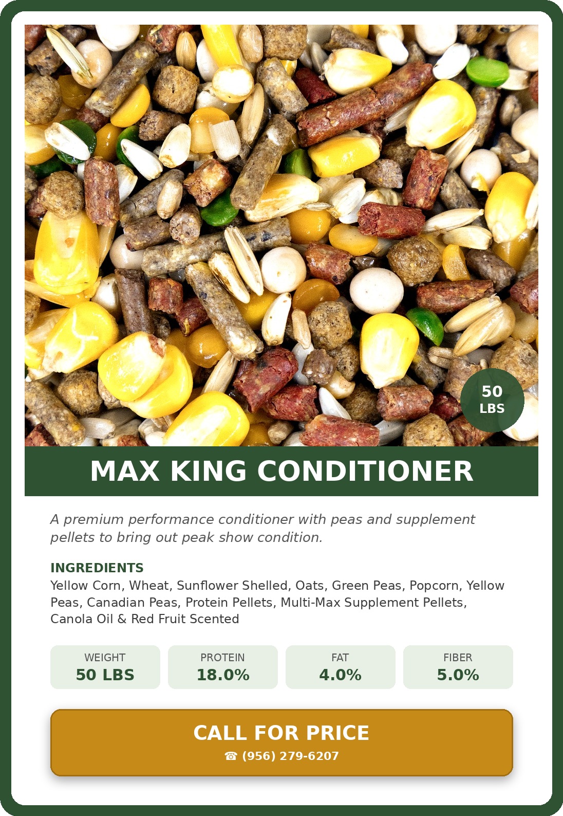 Max King Conditioner — product photograph and supplied label